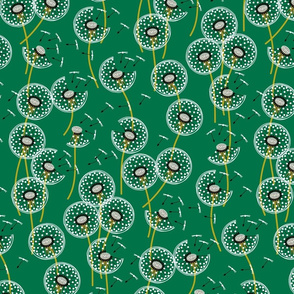 Fanciful flight - make a dandelion wish! - dark green