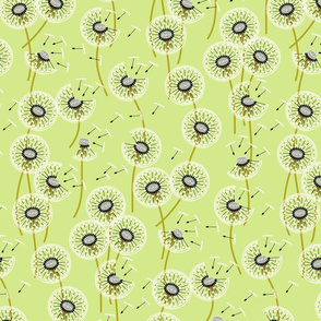 Fanciful flight - make a dandelion wish! - pale green