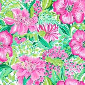 Preppy pink and green  flowers 