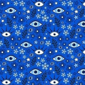 Small Scale Blue Evil Eye Floral