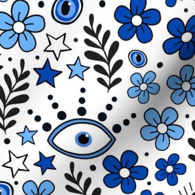 Large Scale Blue Evil Eye Floral