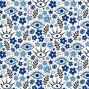 Small Scale Blue Evil Eye Floral 