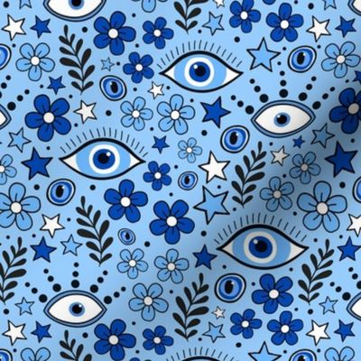 Medium Scale Blue Evil Eye Floral