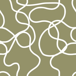 Abstract Line (Thicker) - White on Avocado Cream Lime Green