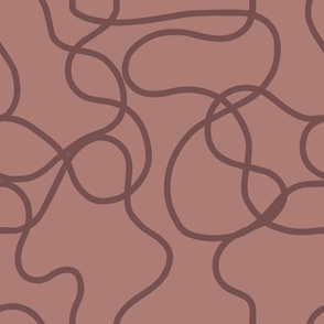 Abstract Line (Thicker) - Terracotta on Dusty Pink