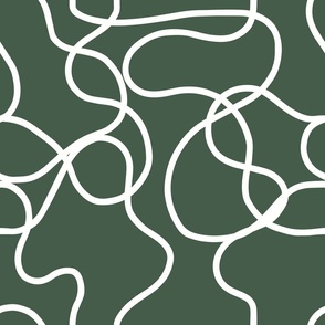 Abstract Line (Thicker) - White on Forest Pine Green