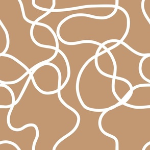 Abstract Line (Thicker) - White on Caramel Camel