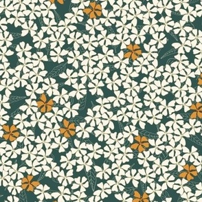 Floral Flight tile dk teal 3x