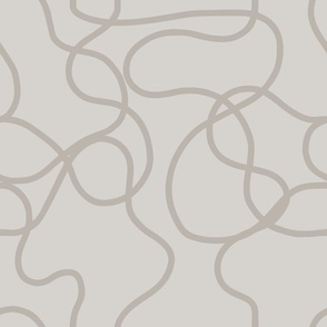 Abstract Line (Thicker) - Warm Gray on Beige Linen