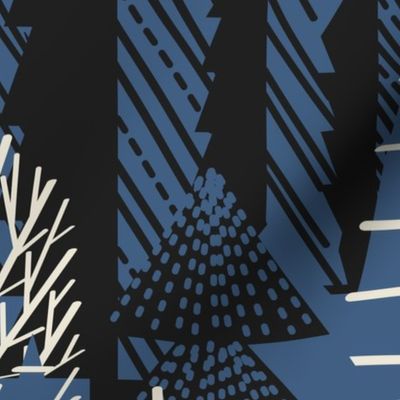 Normal scale // Winter forest // blue ridge black mountain and morel cozy pine trees 