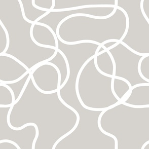 Abstract Line (Thicker) - White on Beige Linen
