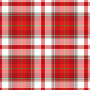 FS Christmas Tartan Plaid Red and White with Green Check
