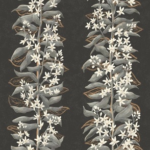 Nature Botanical Tweedia Floral Trellis Shape with Off-White Tweedia Florals, Gold Leaves, Leafy Green Vine