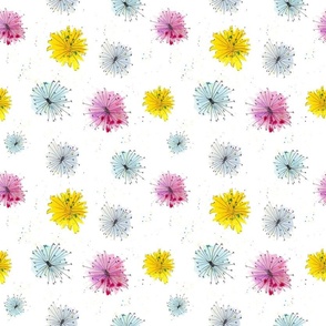 Watercolor dandelion flowers