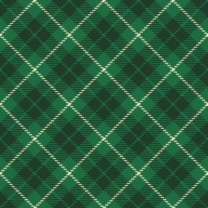 Saint Patrick's Day diagonal green tartan