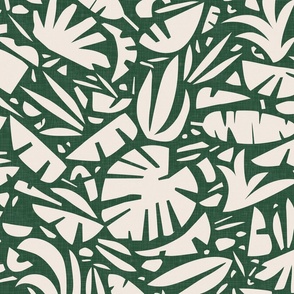 Tiki Jungle - Leaves on Green / Large