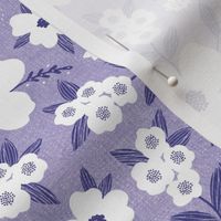 Hanna Floral, Lilac and White (Medium) - flowers, leaves and branches