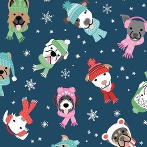 Winter Dogs - Navy Blue, Large Scale