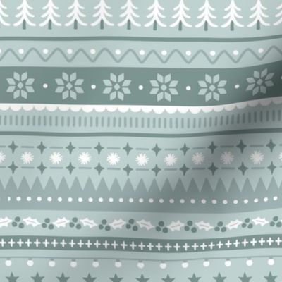 Winter Fair Isle - Boho Dusty Blue, Medium Scale