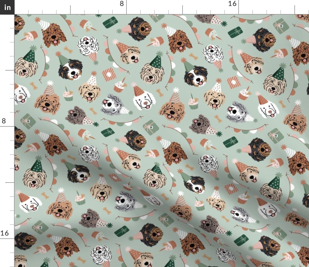 Doodle Puppy Party - Earthtone, Large Scale