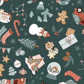 Tis the Season All the Holiday Icons - Slate Blue, Large Scale