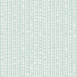 Hand drawn dots and lines in off white cream and  mint  sage green - medium