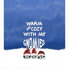 Gnomes Drinking Hot Chocolate with Snow - Tea Towel
