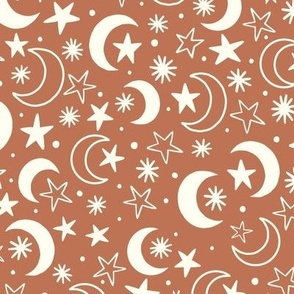 Moons and Stars Celestial Kids Nursery-Terracotta Red