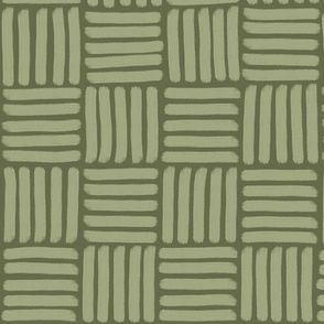 Basketweave on Moss Green - Large