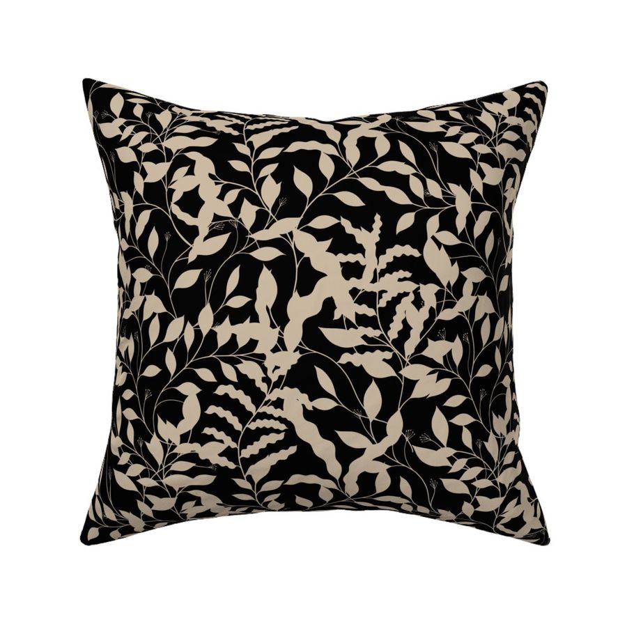 Intertwined Botanical Greenery  - Black & Beige