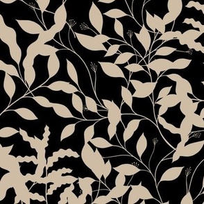 Intertwined Botanical Greenery  - Black & Beige