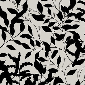 Intertwined Botanical Greenery  - Dove Gray & Black