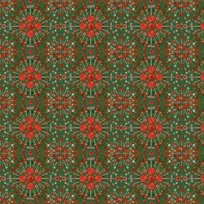 Christmas Candy Kaleidoscope (Red on Green small scale)  