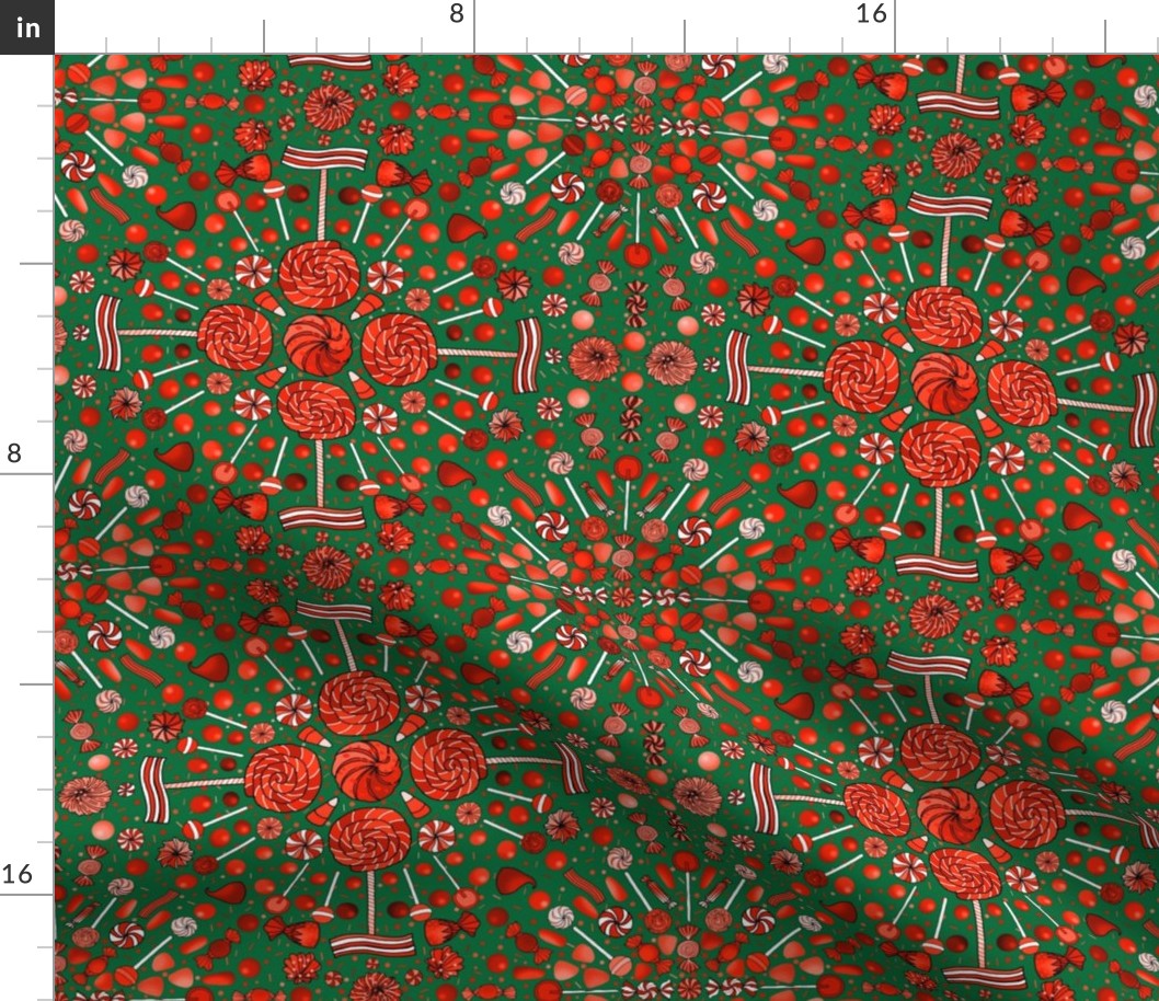 Christmas Candy Kaleidoscope (Red on Green)  