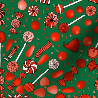 Christmas Candy Kaleidoscope (Red on Green large scale)  