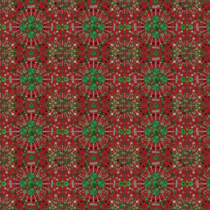 Christmas Candy Kaleidoscope (Green on Red small scale)  