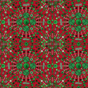 Christmas Candy Kaleidoscope (Green on Red)  