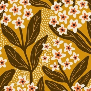 Delicate blooms in mustard yellow - Medium scale