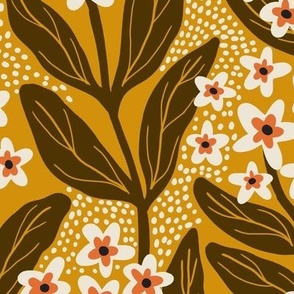 Delicate blooms in mustard yellow -  Large scale