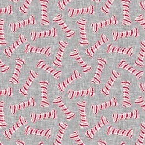 (small scale) Candy Cane Dog Bones - med grey - LAD22