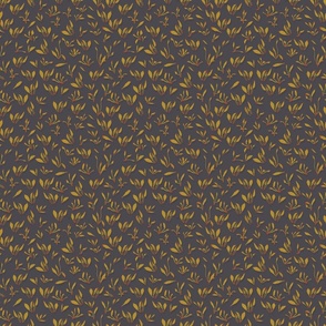 SMALL Dainty Jungle Epiphyte Plants Blender Pattern  Yellow Leaves on Dark Gray 6in