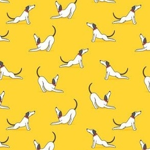 (small scale) Dog Stretch - yellow - Big Stretch Cute Dog Fabric - LAD23