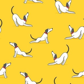 Dog Stretch - yellow - Big Stretch Cute Dog Fabric - LAD23