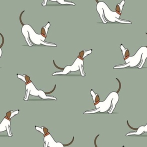 Dog Stretch - sage - Big Stretch Cute Dog Fabric - LAD23