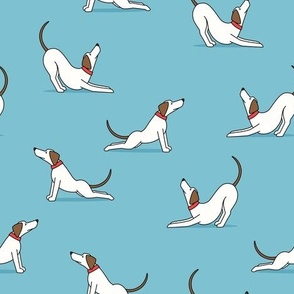 Dog Stretch - blue - Big Stretch Cute Dog Fabric - LAD23