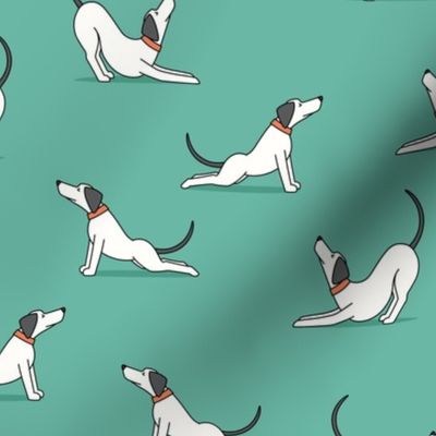 Dog Stretch - green - Big Stretch Cute Dog Fabric - LAD23