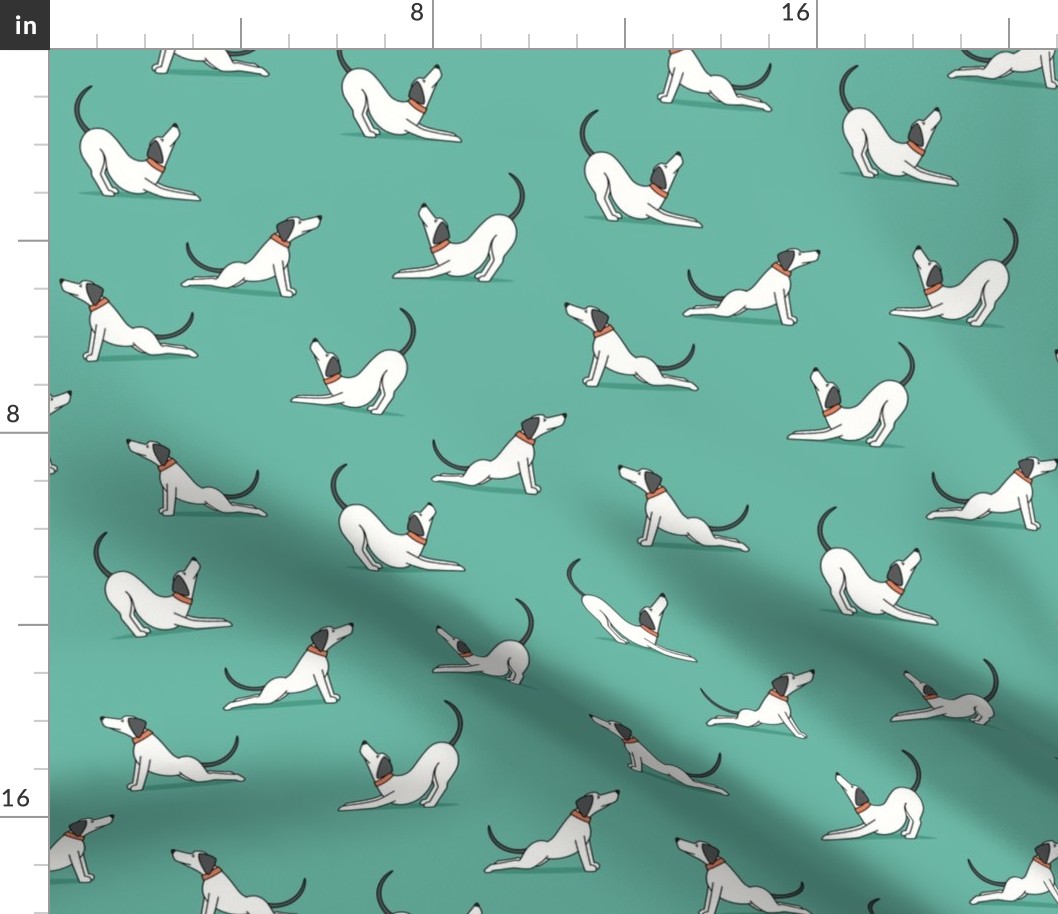 Dog Stretch - green - Big Stretch Cute Dog Fabric - LAD23