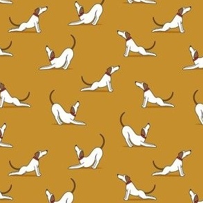 (small scale) Dog Stretch - mustard - Big Stretch Cute Dog Fabric - LAD23