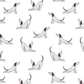 (small scale) Dog Stretch - grey on white - Big Stretch Cute Dog Fabric - LAD23
