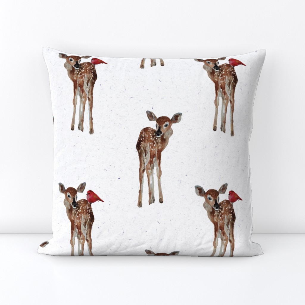 Large Baby Deer / Fawns / Red Birds / Kids / Watercolor
